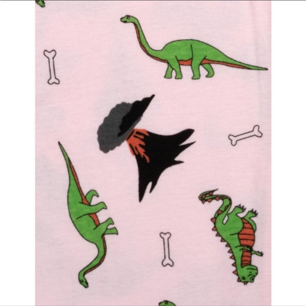 NWT Leveret Girls Pink Dinosaur Pajamas | 2Pc Organic Cotton Set | Long Sleeve - Picture 3 of 6